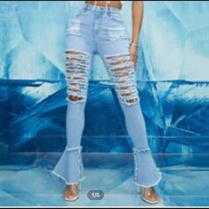 Flared Distress Jeans